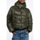 Solid Color Hooded Fitted Down Coats