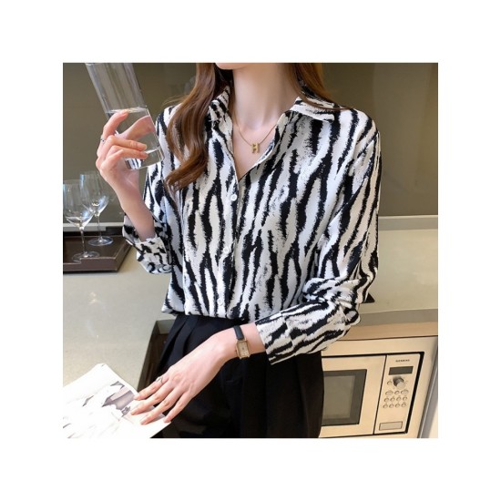 Fashion Temperament Zebra Printing Women’s Shirt Top