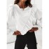 Fashion Pure Color Patchwork Long Sleeve Chiffon Shirt