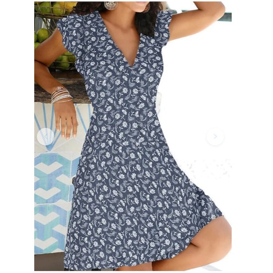 A Line Dress Knee Length Dress Blue White Gray Red Sleeveless Floral Print Spring Summer V Neck Elegant Casual Sexy 2023 S M L XL XXL XXXL