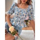 Fashion Printing Puff Short Sleeve Tops