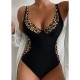 Swimwear One Piece Normal Swimsuit Tummy Control Printing Graphic Black Brown Bodysuit Bathing Suits Sports Beach Wear Summer