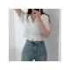 Versatile Pure Color Puff Sleeve Crop Blouses