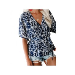 Chiffon Loose Printed Short Sleeve Top