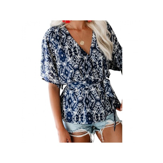 Chiffon Loose Printed Short Sleeve Top