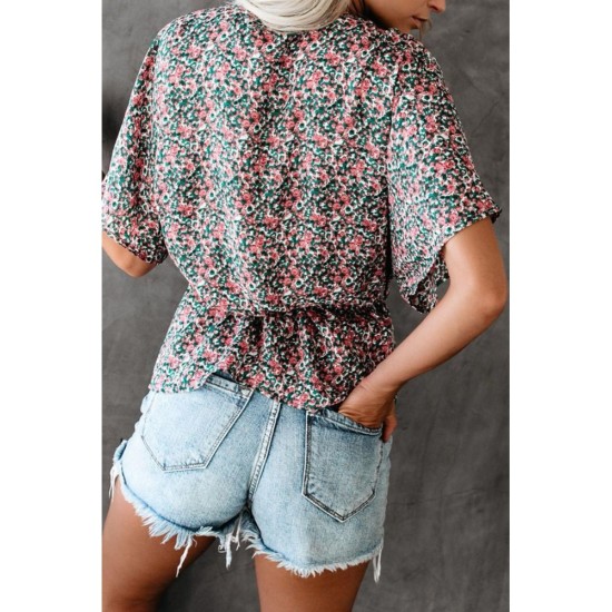 Chiffon Loose Printed Short Sleeve Top