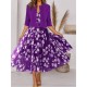 Two Piece Dress Set Casual Dress Chiffon Dress Outdoor Daily Fashion Elegant Print Midi Dress V Neck Half Sleeve Floral Regular Fit Navy Blue Purple Green Summer Spring S M L XL XXL