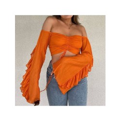 New Summer Layered Pleated Drawstring Women Blouse