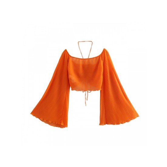 New Summer Layered Pleated Drawstring Women Blouse