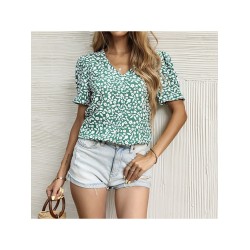 Summer V-Neck Short Sleeve Chiffon Blouse