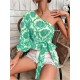 One Shoulder Printed Puff Sleeve Ladies Top