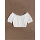 Off The Shoulder White Crop Blouse For Ladies