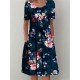 Casual Dress Summer Dress Print Dress Floral Ruched Pocket Crew Neck Midi Dress Fashion Modern Outdoor Daily Short Sleeve Loose Fit White Red Navy Blue Summer Spring S M L XL XXL