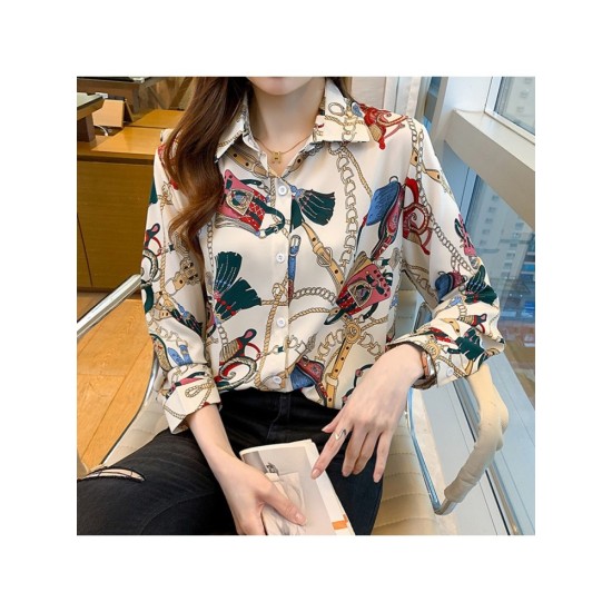 2022 Design Sense Printing Loose Casual Shirt Top