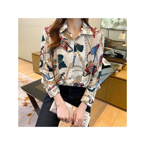 2022 Design Sense Printing Loose Casual Shirt Top