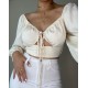 Women Sexy Puff Long Sleeve Cropped Tops