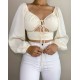 Women Sexy Puff Long Sleeve Cropped Tops