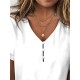 T shirt Tee White Pink Blue Plain Button Cut Out Short Sleeve Daily Weekend Basic V Neck Regular S