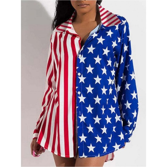 American Flag 4th Of July Fall Blouse For Women