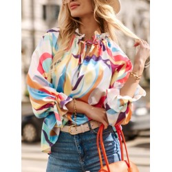 Casual Printed Long Sleeve Ladies Blouses