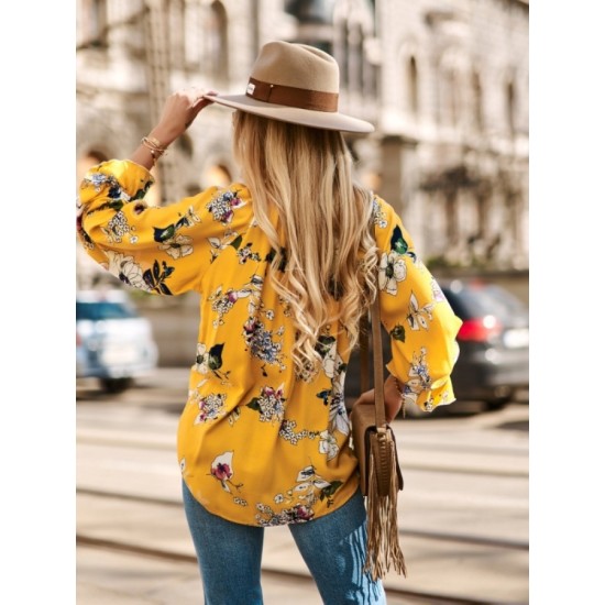 Casual Printed Long Sleeve Ladies Blouses