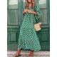 Long Dress Maxi Dress Green 3/4 Length Sleeve Geometric Patchwork Fall Autumn V Neck Loose Fit 2023 S M L XL