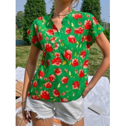 Casual Holiday Printed Short Sleeve Ladies Top