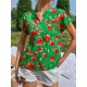 Casual Holiday Printed Short Sleeve Ladies Top