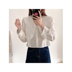 Women’s V-Neck Pure Color Long Sleeve Blouse