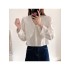 Women’s V-Neck Pure Color Long Sleeve Blouse