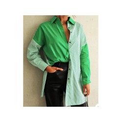 Women Contrast Color Long Sleeve Shirts