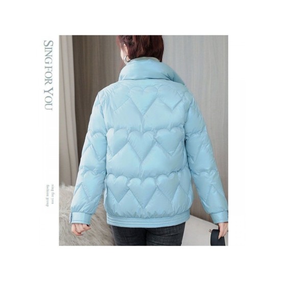 Plus Size Heart Shape Solid Winter Short Coat