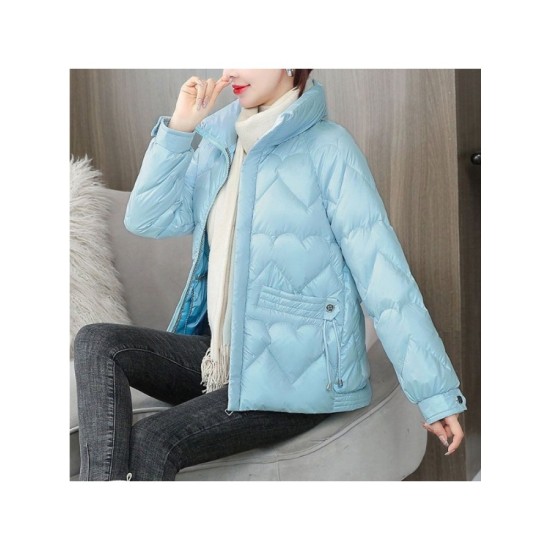 Plus Size Heart Shape Solid Winter Short Coat