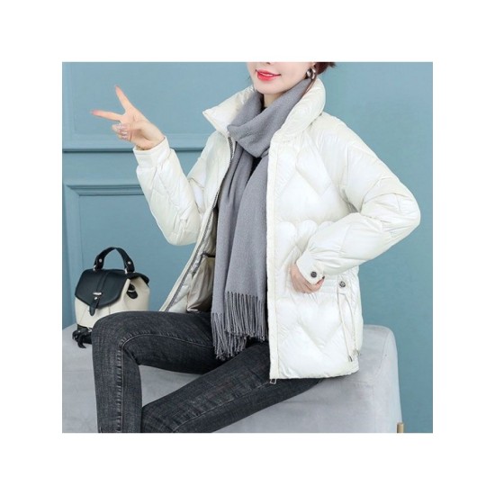 Plus Size Heart Shape Solid Winter Short Coat