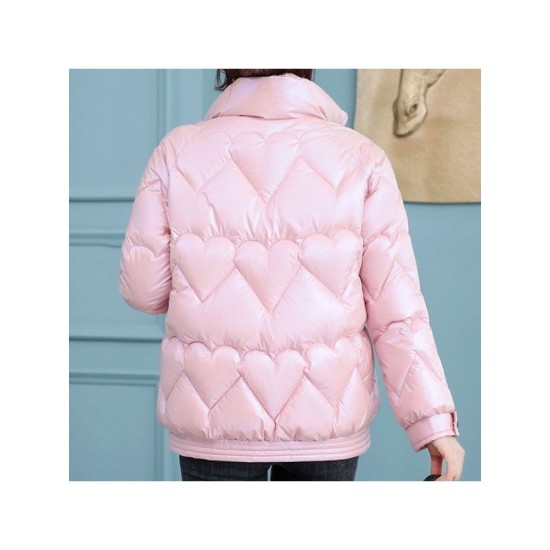 Plus Size Heart Shape Solid Winter Short Coat