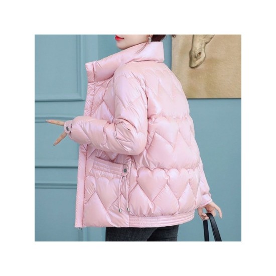 Plus Size Heart Shape Solid Winter Short Coat