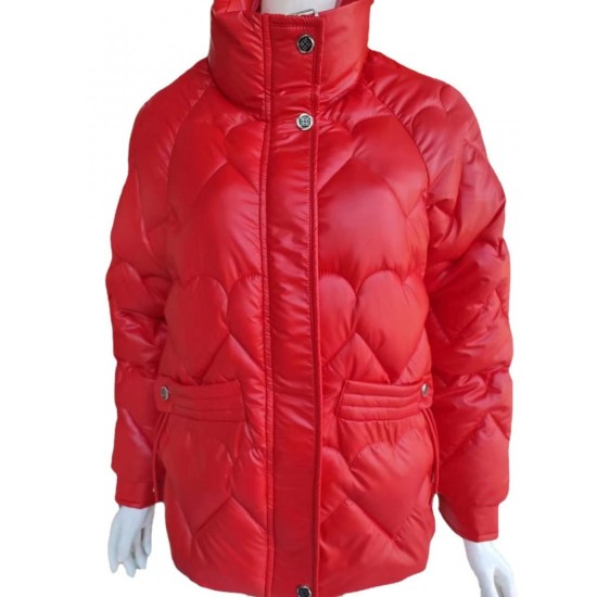 Plus Size Heart Shape Solid Winter Short Coat