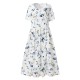 Casual Dress Midi Dress White Blue Green Short Sleeve Floral Ruched Summer Spring Crew Neck Basic Loose Fit 2023 S M L XL XXL 3XL