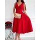 Wedding Guest Dress Party Dress Cocktail Dress Midi Dress Light Pink Black Red Sleeveless Pure Color Ruched Summer Spring V Neck Fashion Birthday Wedding Guest Vacation 2023 S M L XL