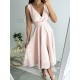 Wedding Guest Dress Party Dress Cocktail Dress Midi Dress Light Pink Black Red Sleeveless Pure Color Ruched Summer Spring V Neck Fashion Birthday Wedding Guest Vacation 2023 S M L XL