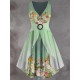 Retro 1950s Vintage Dress Midi Dress Daily Holiday Fake two piece Print Floral V Neck Sleeveless Regular Fit Summer Spring 2023 Green S M L XL