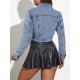 Stylish Chic Denim Crop Jacket for Women – Women Denim Jackets & Coats with Unique Lapel Collar, Flap Pockets, Single-Breasted Design, Classic Button Closure, and Casual Style – Perfect for Daily Wear – Mallcopilot fashion women