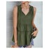 Casual Ruffles Solid Sleeveless Tops For Women