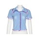 New Trend Color-block Short Sleeve Blouse