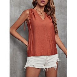 Summer V Neck Pure Color Sleeveless Women’s Top