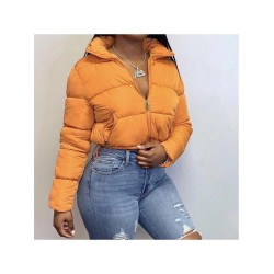 Winter Solid Zipper Up Short Coats For Women