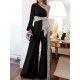 Jumpsuit Patchwork High Waist Solid Color One Shoulder Streetwear Party Street Regular Fit Long Sleeve Black White Blue S M L Summer