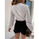 Fashion V Neck Puff Sleeve Women Blouse