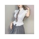 Preppy Style Puff Sleeve White Blouse For Ladies