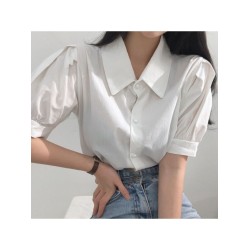 Temperament Puff Sleeve Pure Color Women’s Shirt Top